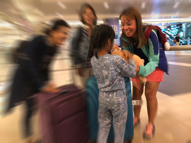 Mother and child's arrival at Changi Airport