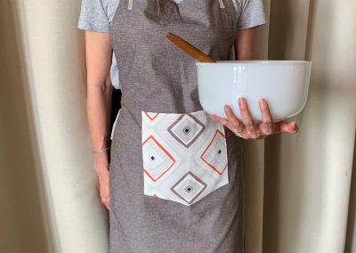 Linen Apron with Geometric Front Pocket